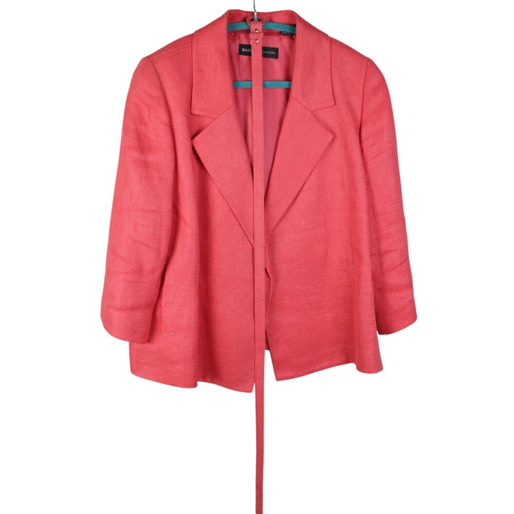Dana Buchman Red Linen Blazer Size 12 w/42" Belt